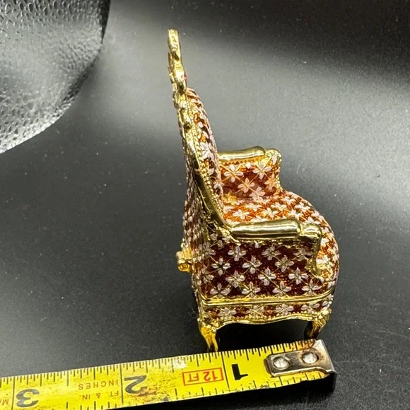 Elegant Gold and Red Miniature Chair Trinket Box - Picture 5 of 6